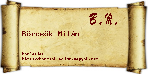 Börcsök Milán névjegykártya